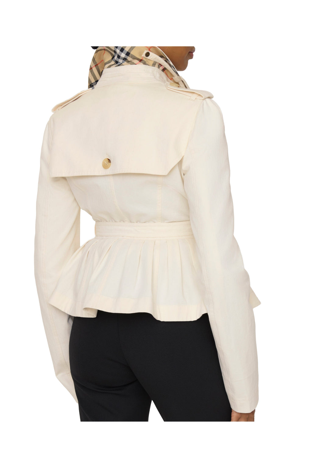 Classic Double-Breasted Peplum Hem Short Trench Jacket