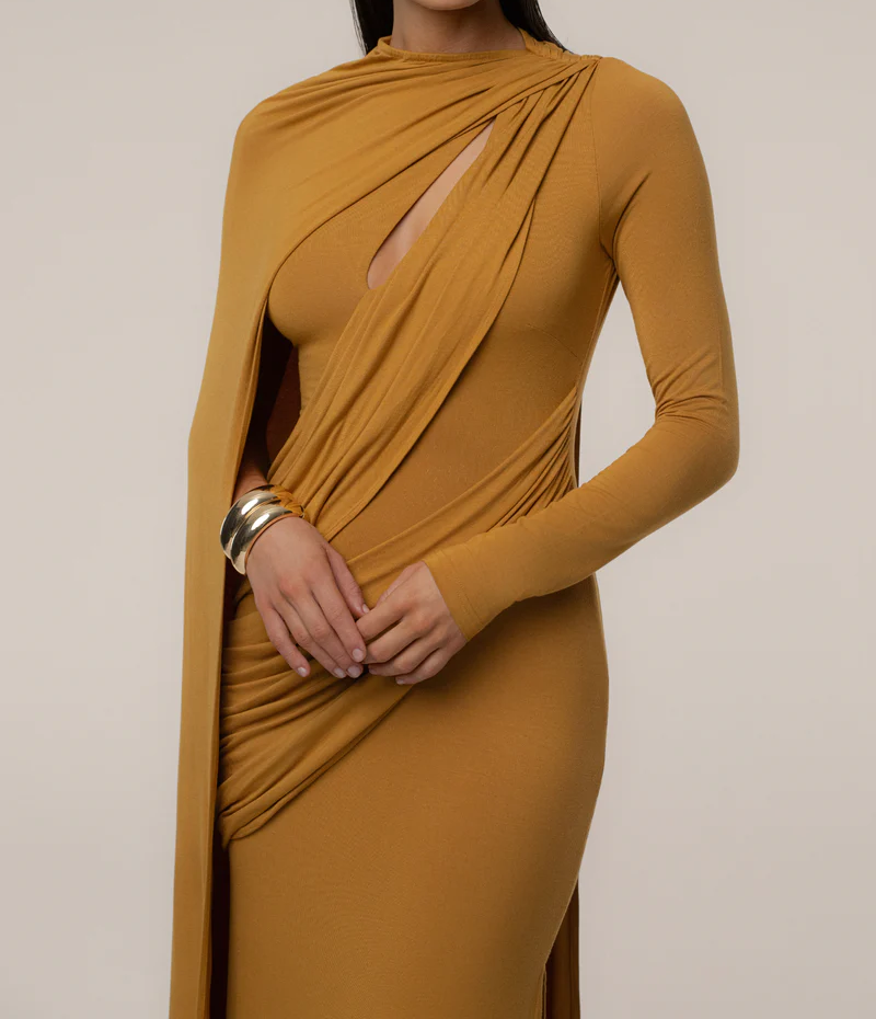 Draped Elegance Cape Dress