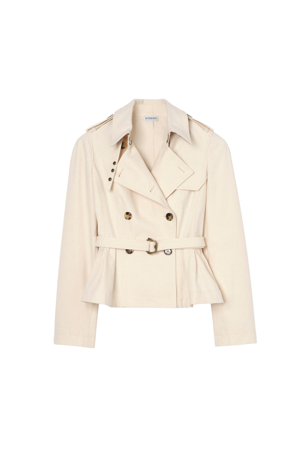 Classic Double-Breasted Peplum Hem Short Trench Jacket