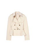 Classic Double-Breasted Peplum Hem Short Trench Jacket