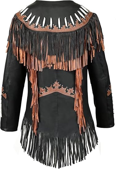 Fringe Embroidered Leather Jacket