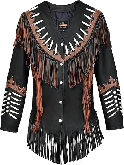 Fringe Embroidered Leather Jacket