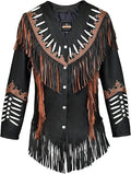 Fringe Embroidered Leather Jacket