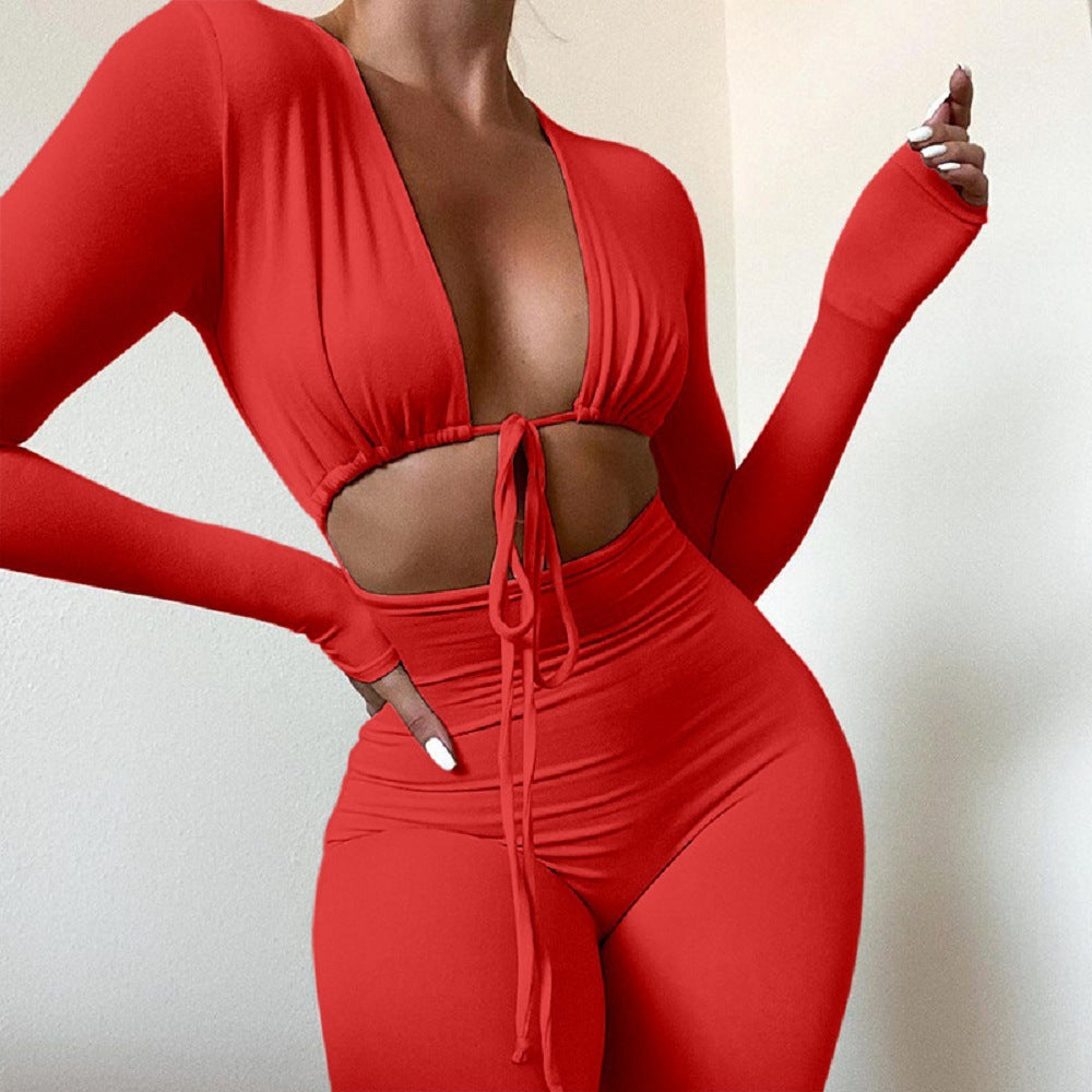 Cutout Tie-Front Jumpsuit