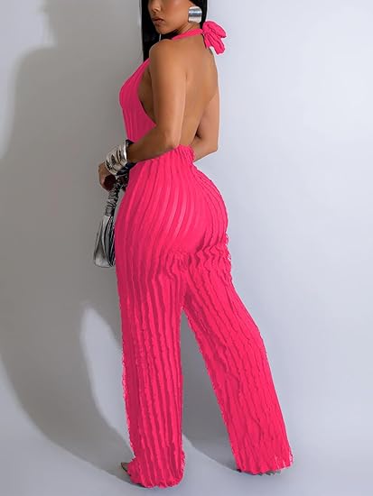 Halter Textured Jumpsuit