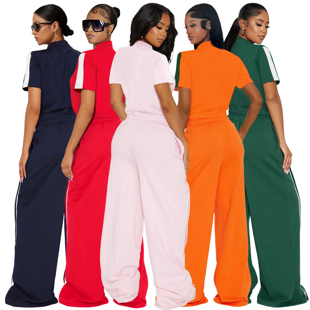 Striped Zip-Up Two-Piece Track Set