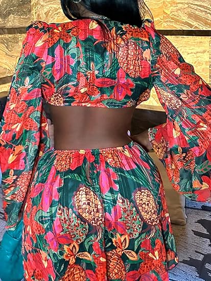 Tropical Print Cutout Mini Dress