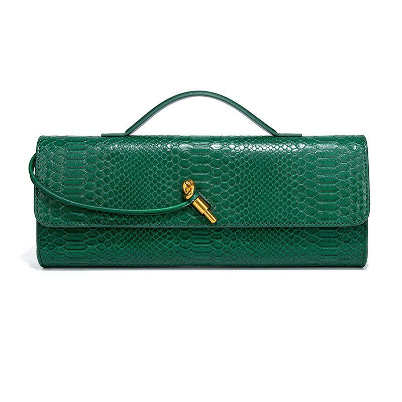 Snake Print Leather Clutch