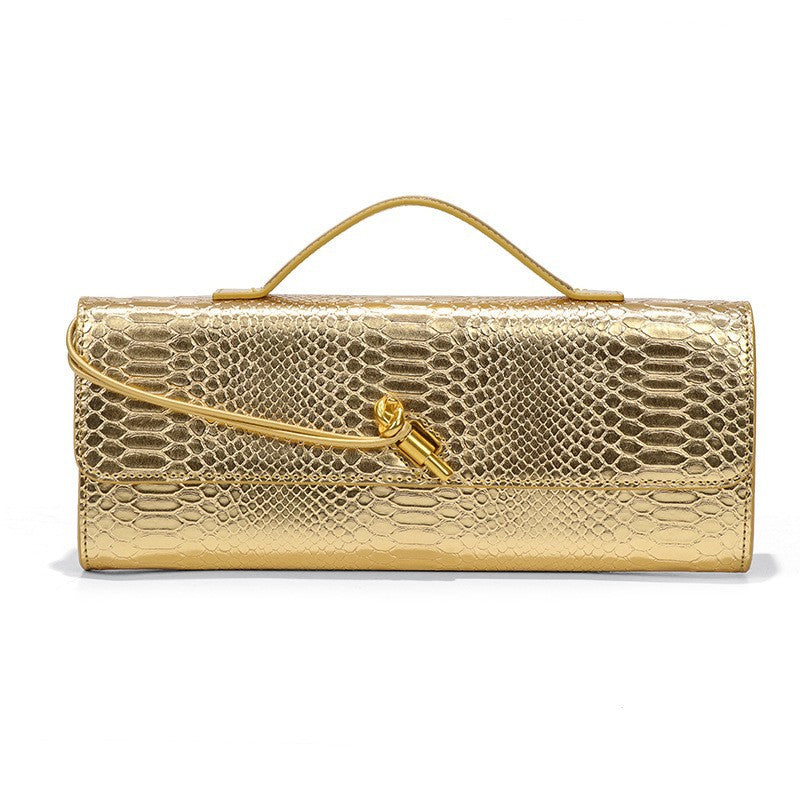 Snake Print Leather Clutch