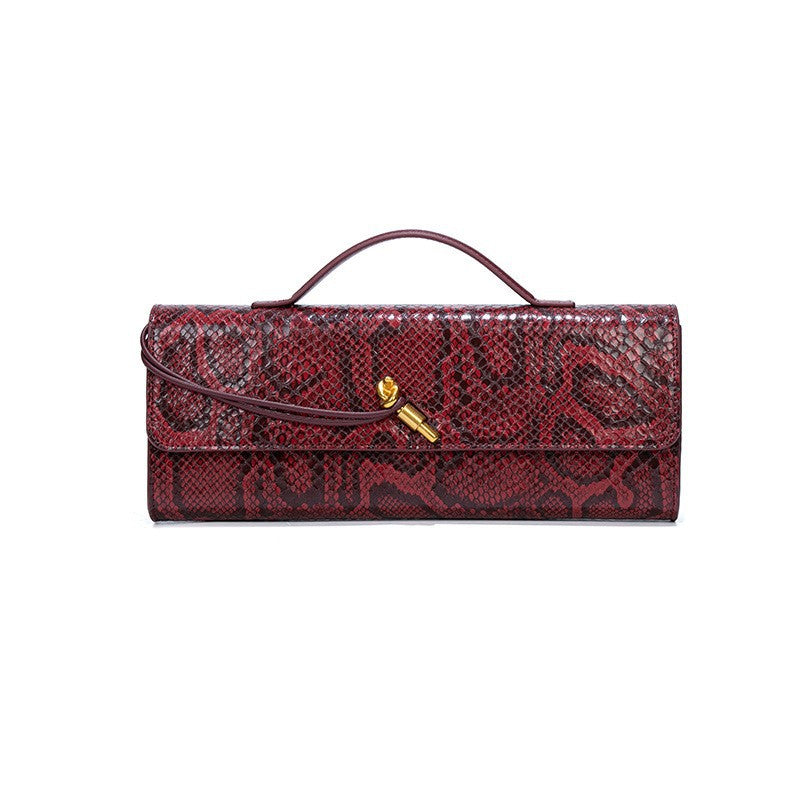 Snake Print Leather Clutch