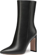Pointed Toe Block Heel Ankle Boots