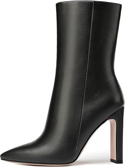 Pointed Toe Block Heel Ankle Boots