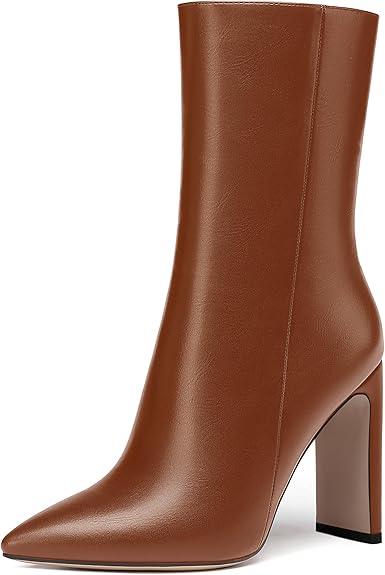 Pointed Toe Block Heel Ankle Boots