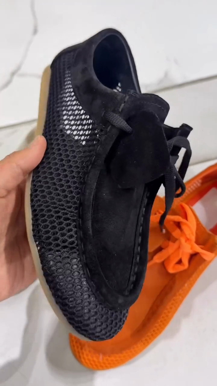 Black Mesh and Suede Lace-Up Casual Shoes