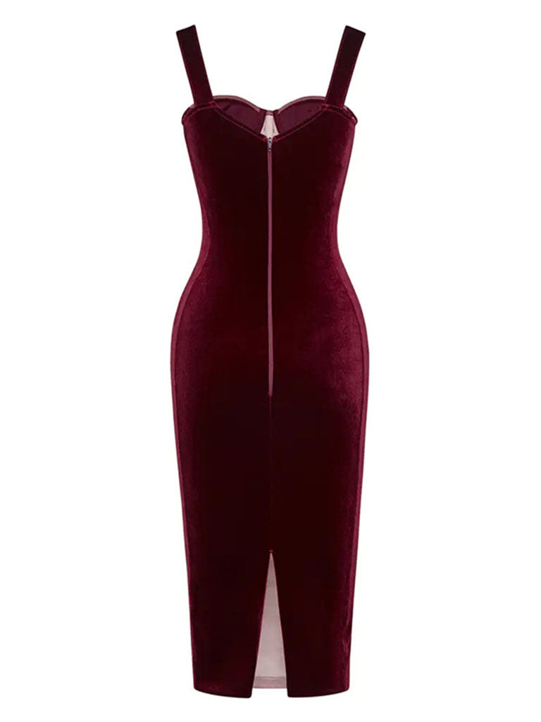 Black Mesh Ruched Corset Midi Dress