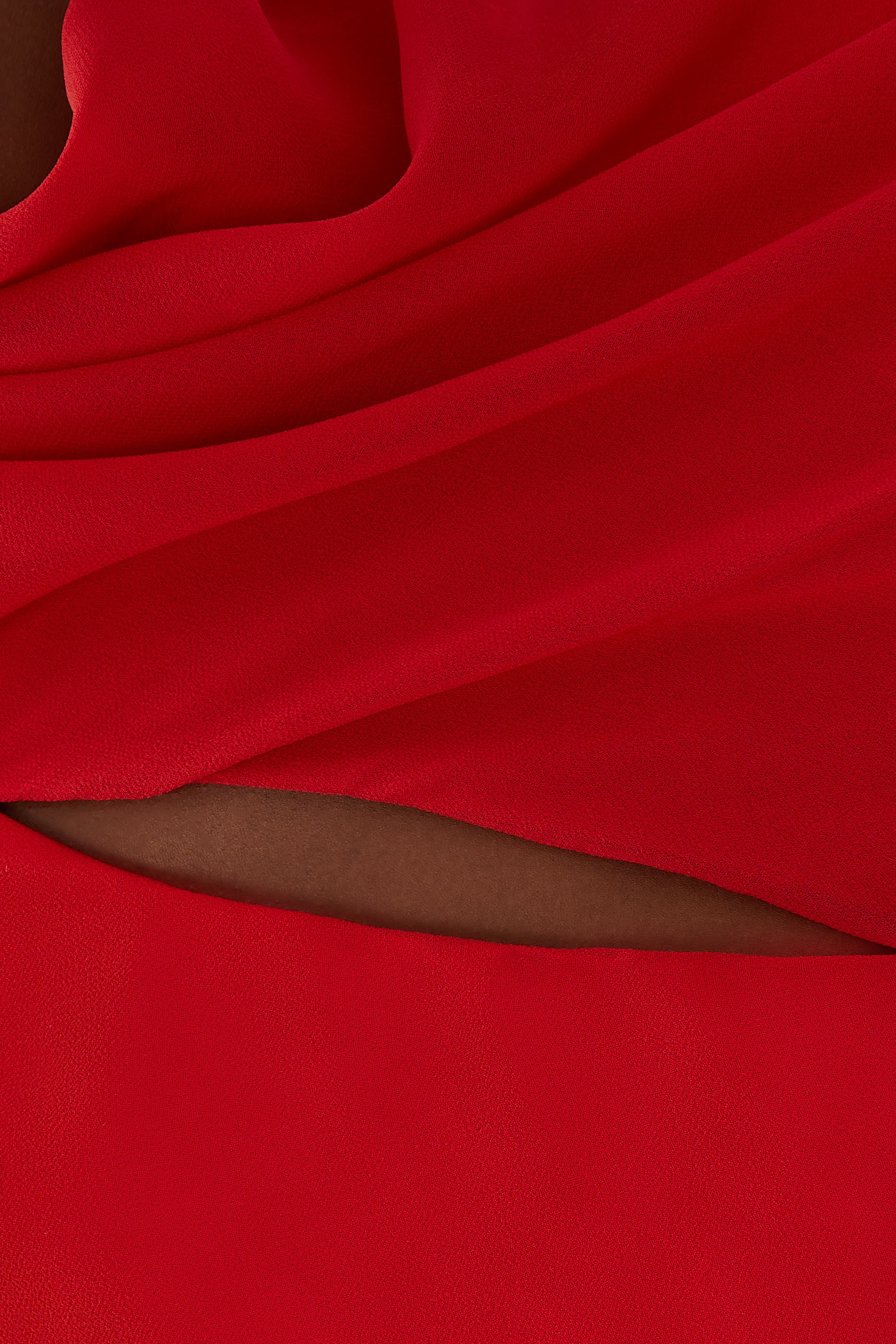 Red Draped Asymmetric Mini Dress