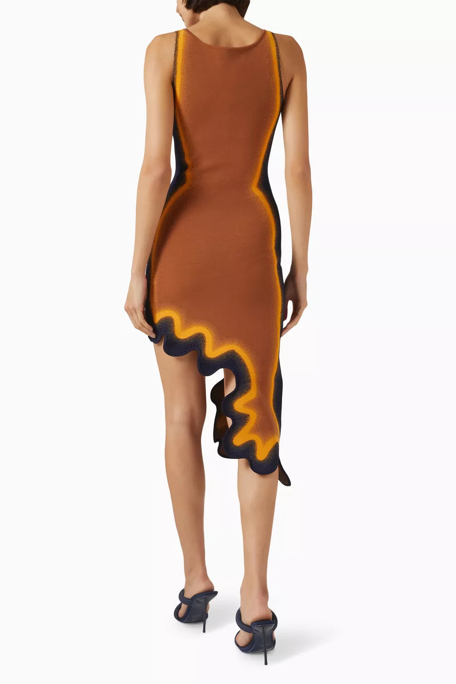 Wavy Asymmetric Knit Dress