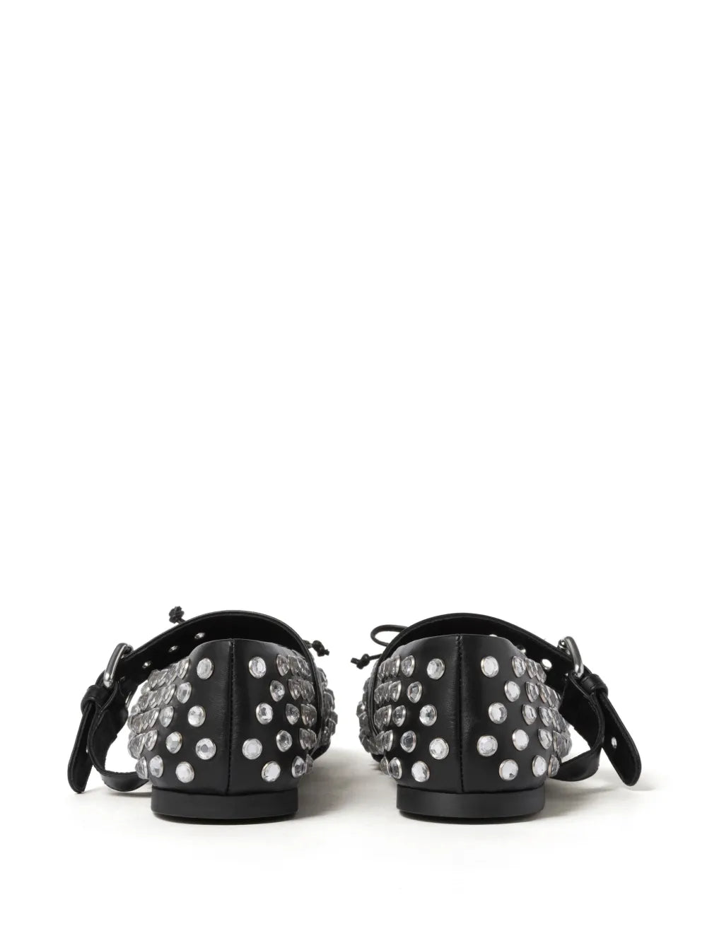 Black Crystal Embellished Mary Jane Flats