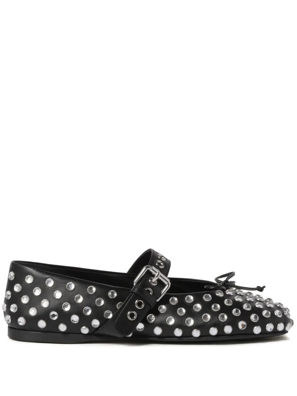 Black Crystal Embellished Mary Jane Flats