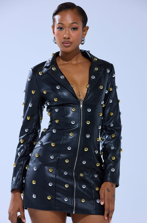 PU Blazer Dress With Hardware