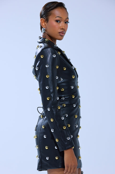 PU Blazer Dress With Hardware