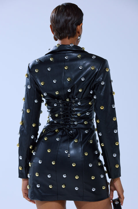 PU Blazer Dress With Hardware