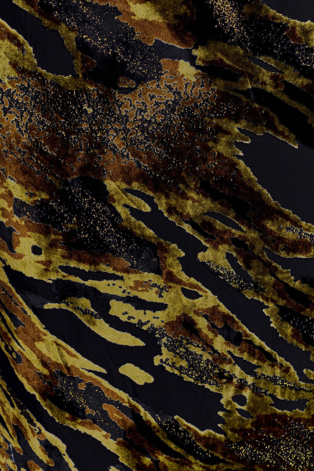 Black & Gold Velvet Abstract Print Halter Maxi Dress