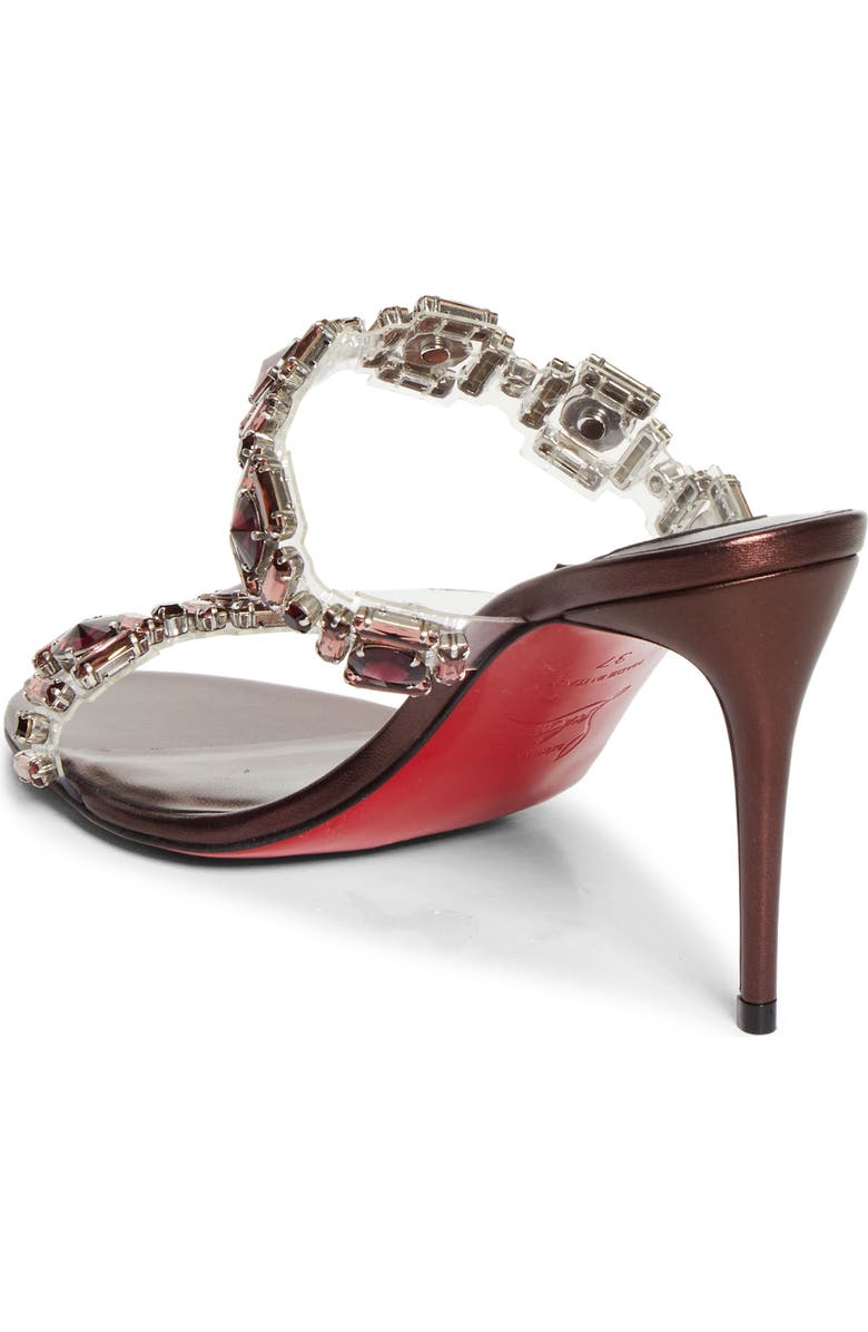 Burgundy Crystal-Embellished Red Stiletto Mules