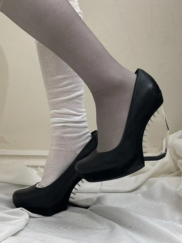 Black Clear Cutout Wedge Pumps