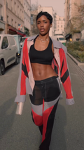 Color Block Sheer Panel Shirt & Pants Set