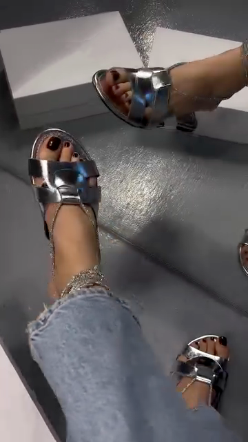 Silver Metallic H-Band Sculptural Heel Mules