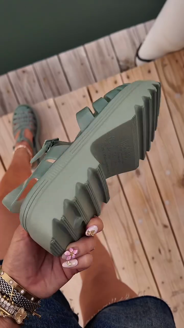 Sage Green Chunky Jelly Fisherman Sandals