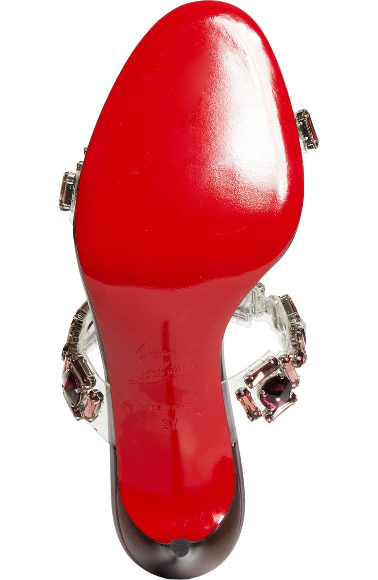 Burgundy Crystal-Embellished Red Stiletto Mules