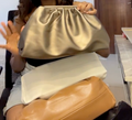 Metallic Gold Ruched Frame Clutch