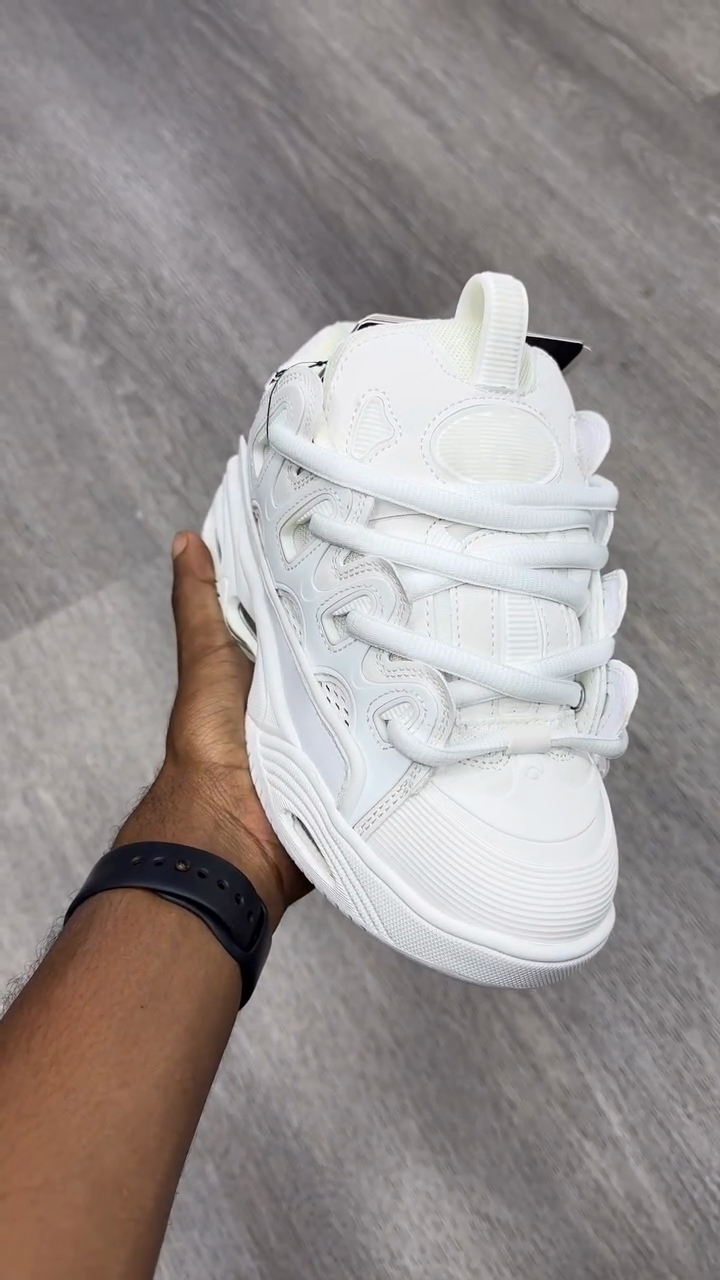 All-White Chunky Air Cushion Sneakers