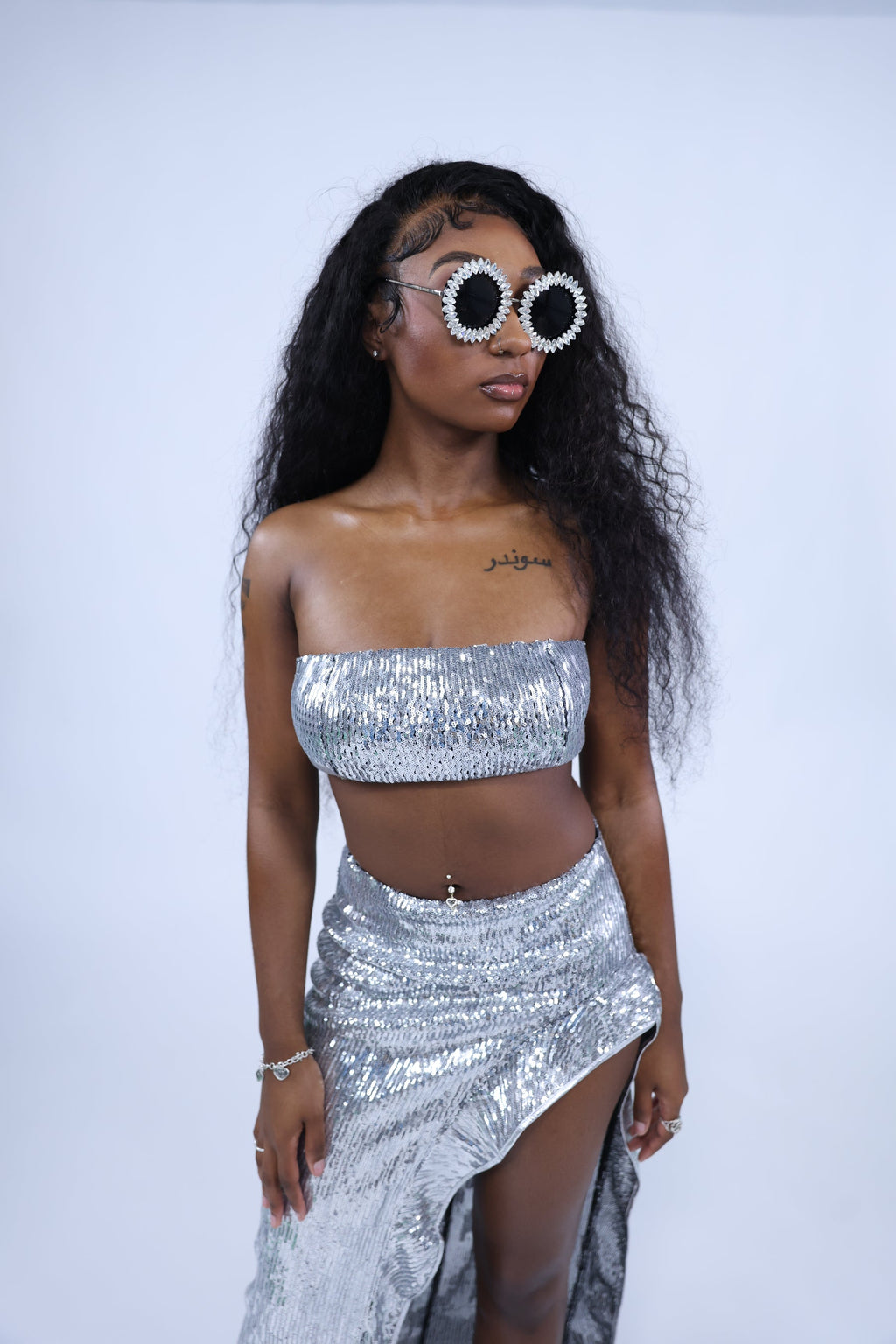 Silver Sequin Two-Piece Set