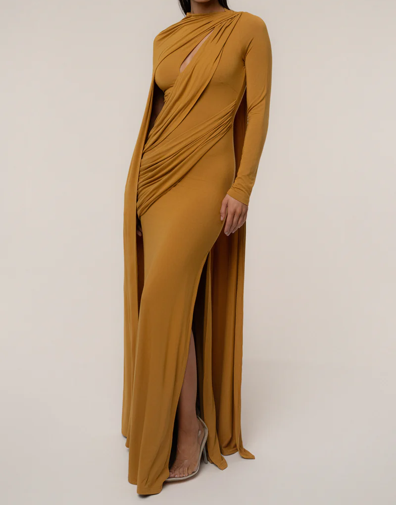 Draped Elegance Cape Dress
