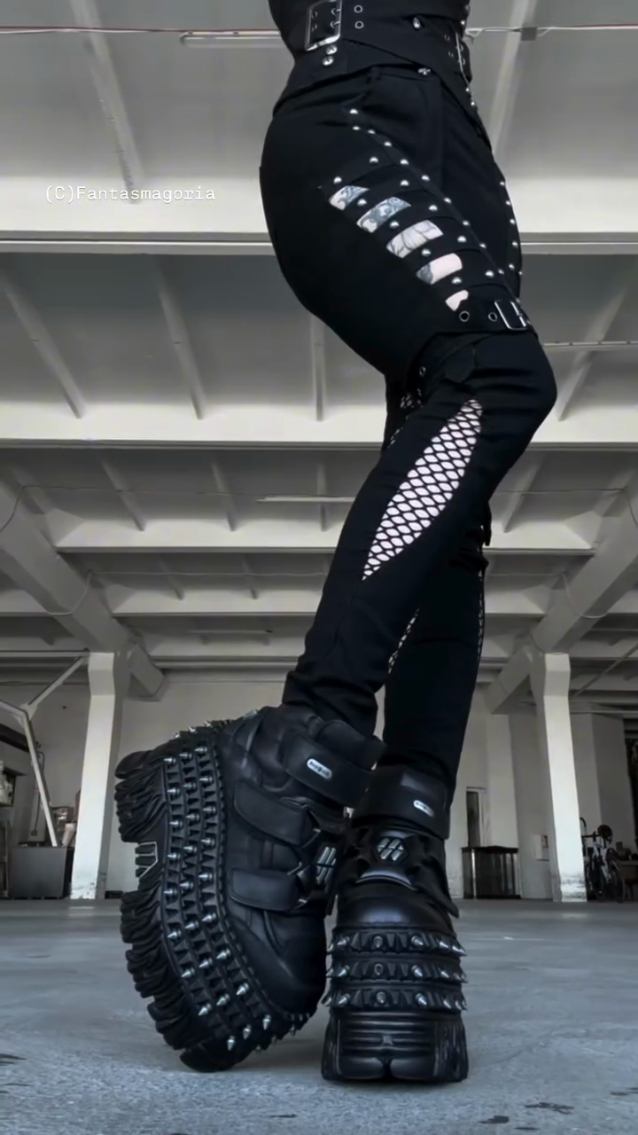 Black Studded Platform Goth Boots
