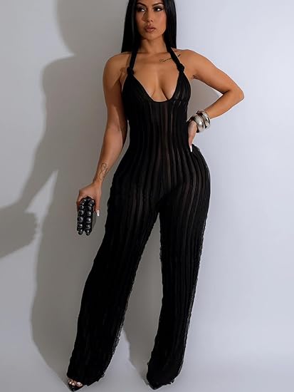 Halter Textured Jumpsuit