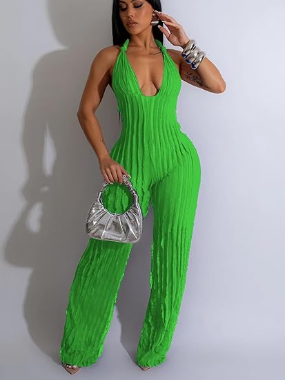 Halter Textured Jumpsuit