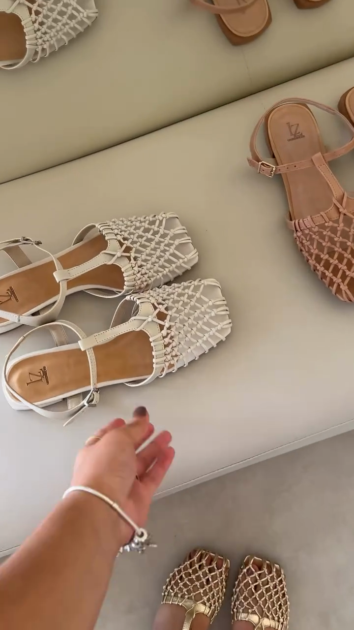 Woven Mesh T-Strap Sandals