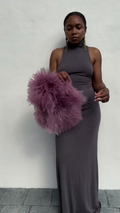 Dusty Pink Faux Fur Clutch Bag