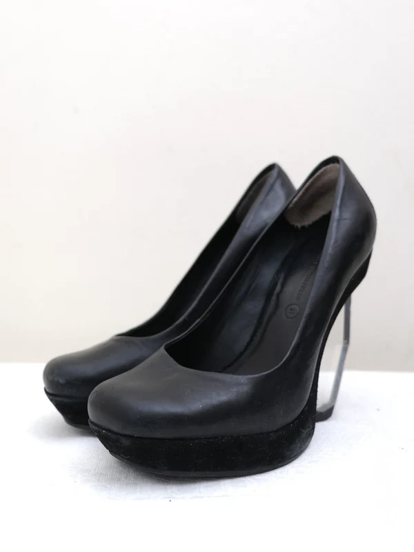 Black Clear Cutout Wedge Pumps
