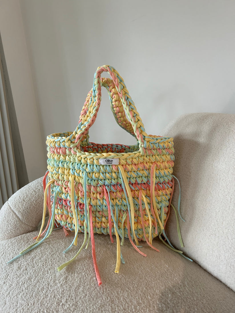 Pastel Multicolor Crochet Tote Bag