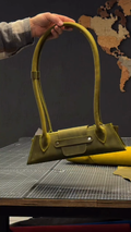 Olive Green Handcrafted Leather Baguette Shoulder Bag