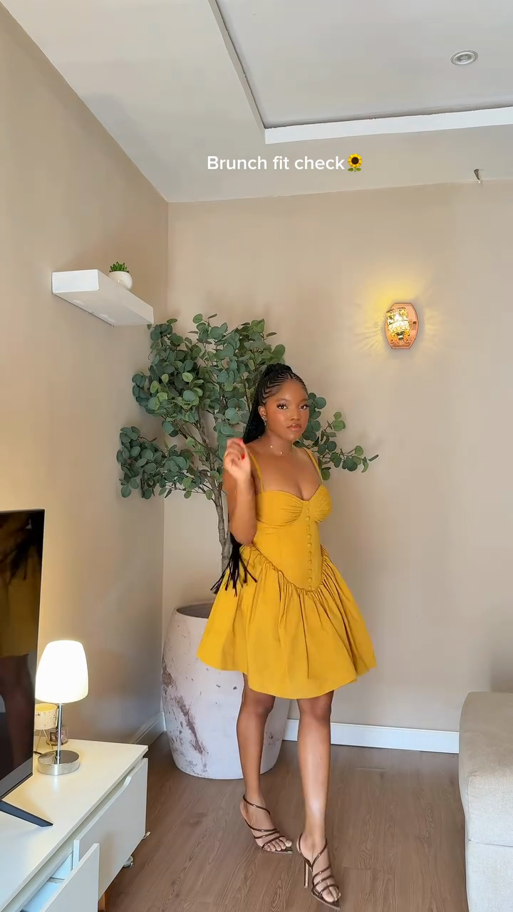 Mustard Yellow Corset Mini Dress