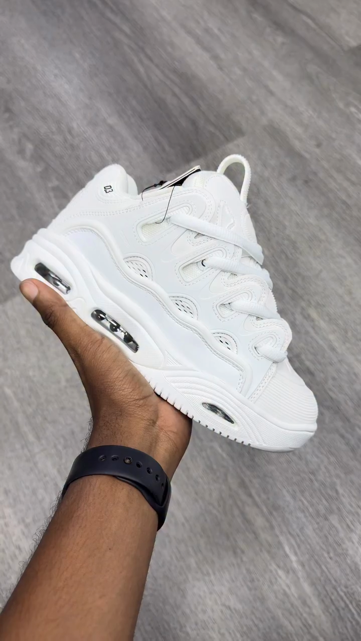 All-White Chunky Air Cushion Sneakers