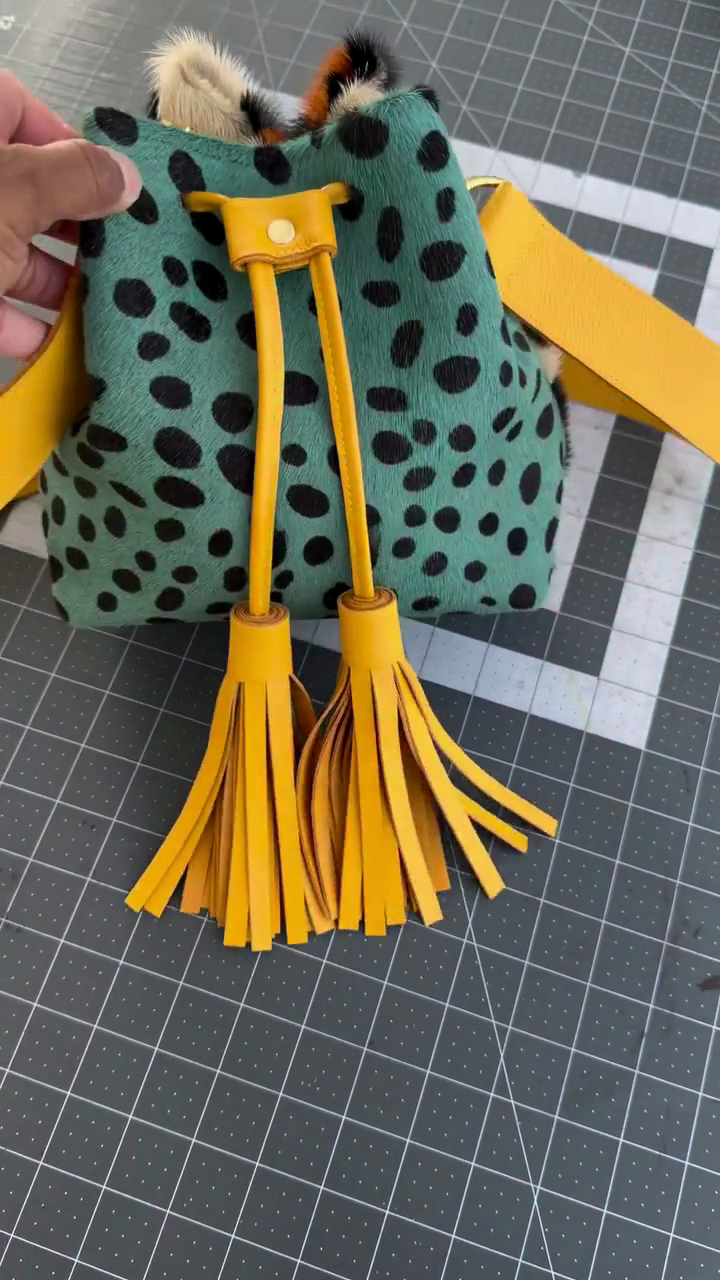 Multi-Tone Cow Print Calf Hair Bucket Bag