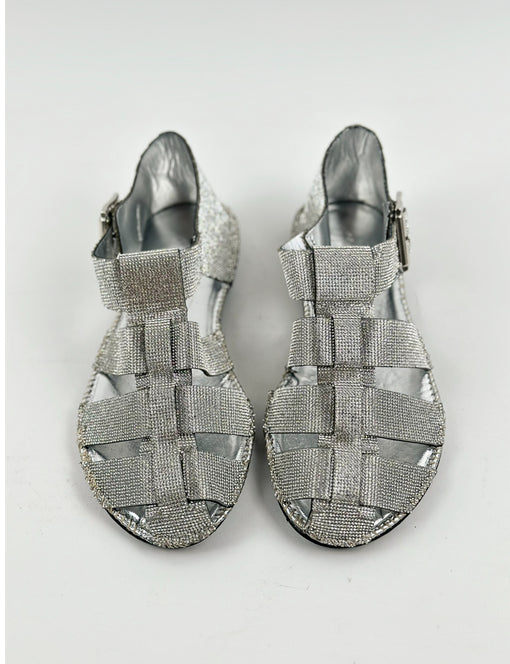 Silver Crystal-Embellished Fisherman Sandals