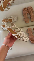 Woven Mesh T-Strap Sandals